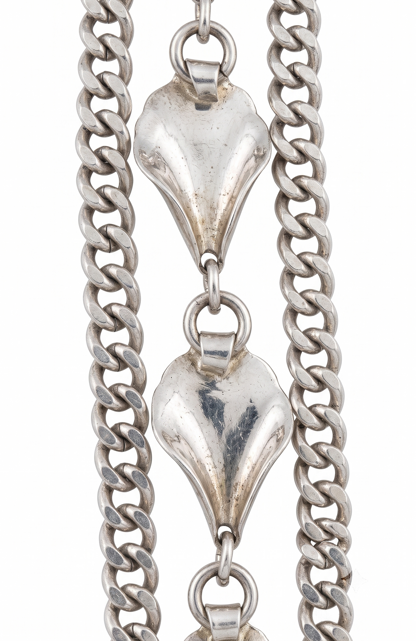 1940s signed NAPIER sterling silver three chain bracelet.