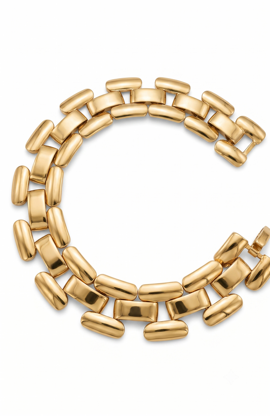 VINTAGE 1980s signed NAPIER gold tone link bracelet