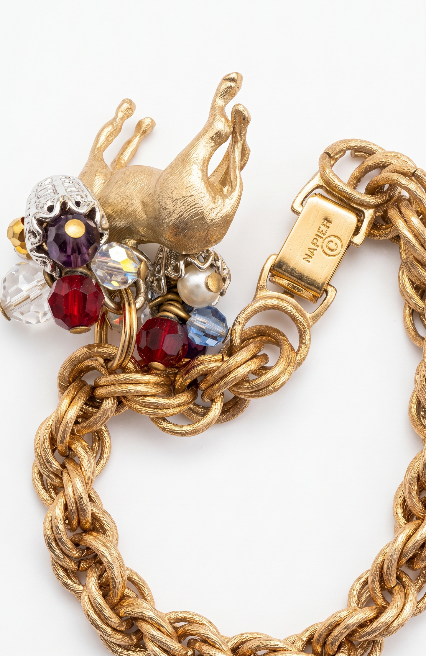 Vintage 1960s rare NAPIER donkey charm bracelet